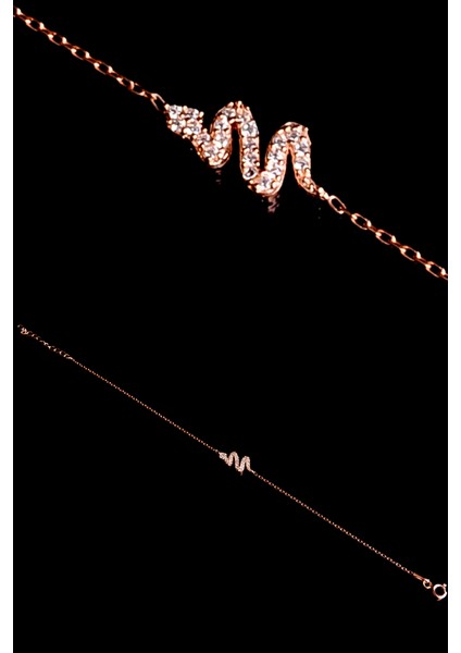 925 Ayar Gümüş Rose Yılan Modeli Bileklik