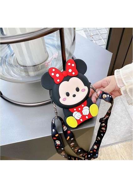 Mickey Mause Oturan Minnie Bozuk Para Cüzdanı Çanta Çocuk Cüzdan Küçük Para Kutusu Omuzdan Askılı Çanta