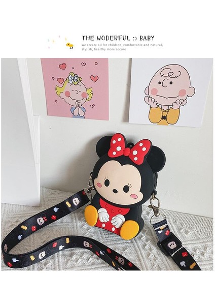 Mickey Mause Oturan Minnie Bozuk Para Cüzdanı Çanta Çocuk Cüzdan Küçük Para Kutusu Omuzdan Askılı Çanta