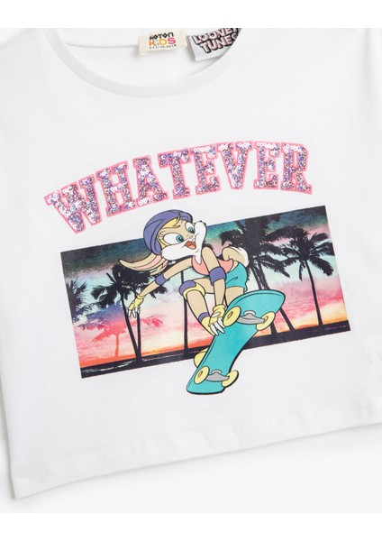 Lola Bunny Tişört Lisanslı Crop Oversize Kısa Kollu Pamuklu