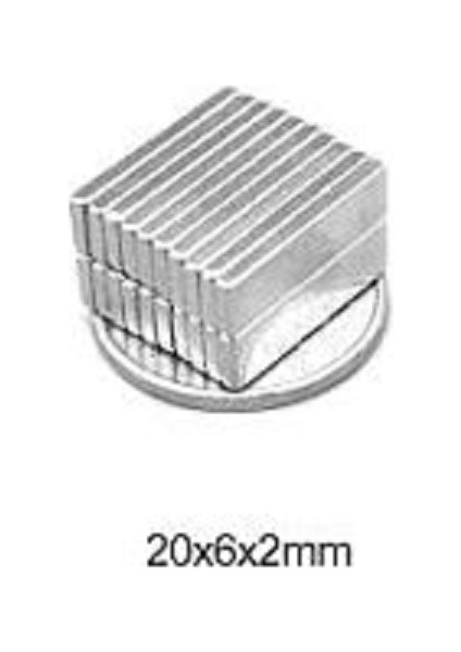 20 x 6 x 2 mm Boy:20, En:6 ,kalınlık:2 Köşeli Neodyum Mıknatıs