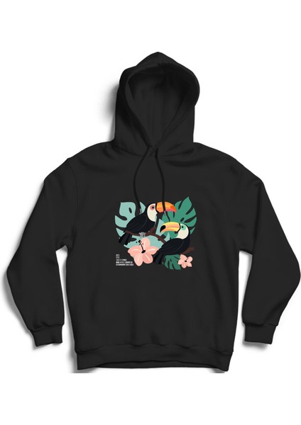 Toucan, Love Number Sequence, Tukan, Aşk-Sevgi Sayı Sekanslı Kapüşonlu Sweatshirt Hoodie