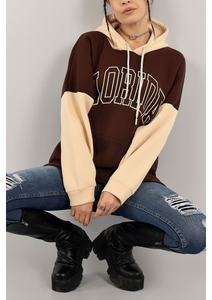 Kadın Sweatshirt Kapüşonlu Baskılı Üç Iplik modelleri