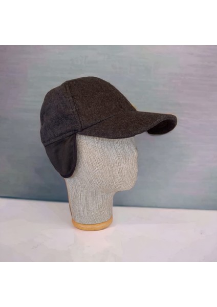 Erkek Kaşe Kulaklıklı Beyzbol Şapka Standart -Füme