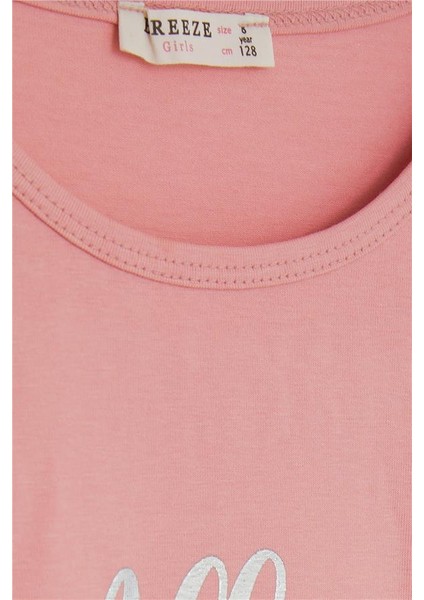 Kız Çocuk Bluz Kolları Fırfırlı Yazı Baskılı Gülkurusu Cute (5-10 Yaş)10 modelleri