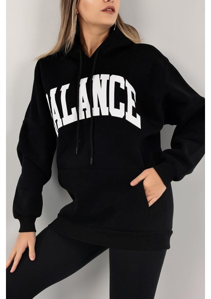 Kadın Sweatshirt Kapüşonlu Baskılı Üç Iplik fırsatları