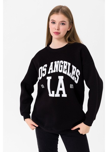 Kadın Sweatshirt Üç Iplik Bisiklet Yaka Düşük Omuz