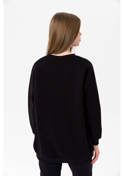 Kadın Sweatshirt Üç Iplik Bisiklet Yaka Düşük Omuz modelleri