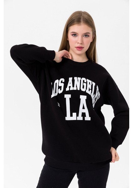 Kadın Sweatshirt Üç Iplik Bisiklet Yaka Düşük Omuz indirimleri