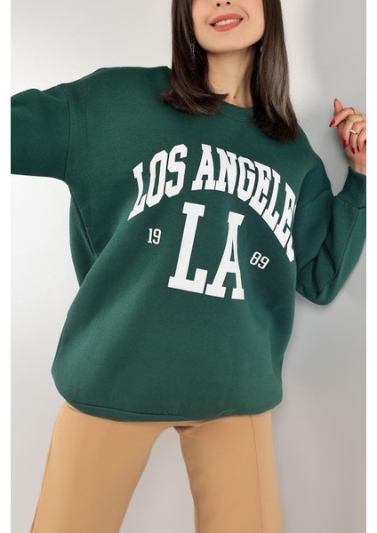 Kadın Sweatshirt Üç Iplik Bisiklet Yaka Düşük Omuz