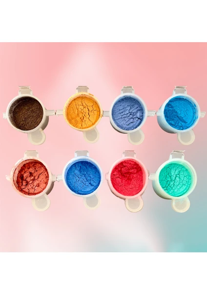 Epoksi Boya 8 Adet Mini Sedef Toz Pigment Epoksi Boya/ Mum Boyası/ Beton Boyası