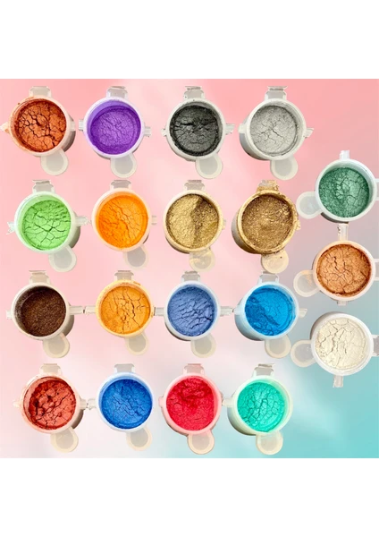 Epoksi  Mica Toz Pigment Seti 19 Adet Epoksi Boya/ Mum Boyası/ Pigment Sedef Boya Seti