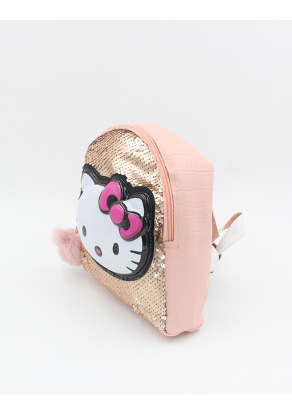 039 3005 Hello Kitty Kedicikli Payetli Işıklı Pudra Sırt Çantası