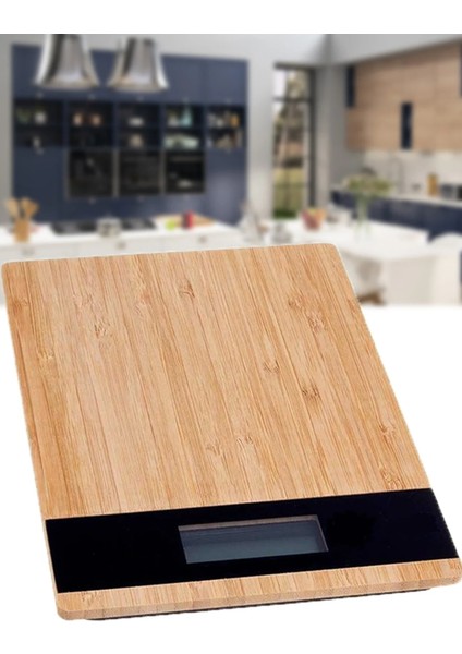 Bambu Görünümlü 5 kg Mutfak Tartısı LCD Ekranlı Dijital Hassas Terazisi