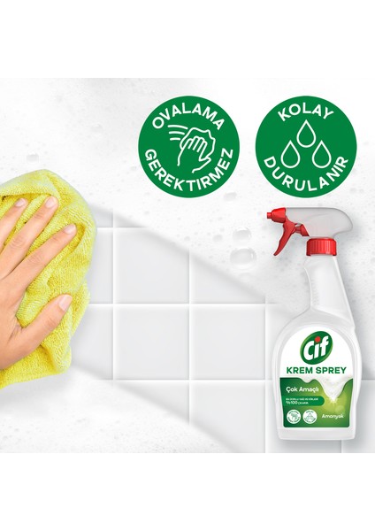 Krem Sprey Amonyak Yüzey Temizleyici En Zorlu Yağ ve Kirleri %100 Çıkarır 750 ml X4 Adet