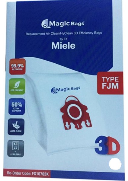 Miele Complete C3 Cat & Dog 5 Katlı Bez Toz Torbası 12 Adet + 3 Adet Micro Filtresi