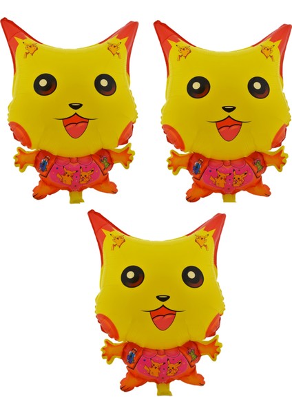 Pikachu 3 Adet Büyük Boy 41CMX54CM Folyo Balon (Helyum) No:2