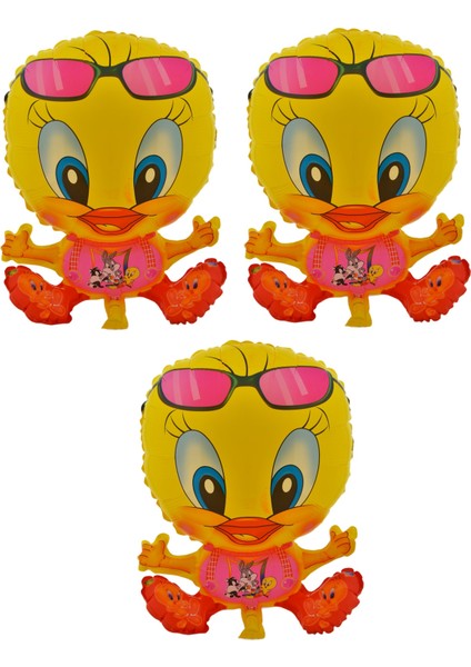 Tweety 3 Adet Büyük Boy 42CMX52CM Folyo Balon (Helyum) No:6