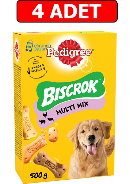 Biscrok Multi Mix 500GR 4 Adet Köpek Ödül Bisküvi Köpek Ödül Maması