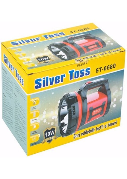 Silver Toss Şarjlı El Feneri 10W LED Projektör ST-6680