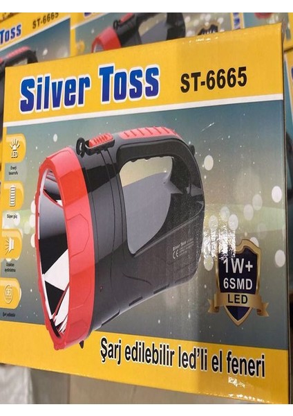 Silver Toss Ultra Güçlü 15 Led ve 6 Led Yan Aydınlatma Şarjlı El Feneri ST-6665