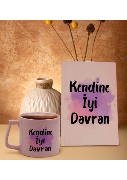 Pudra Pembesi Sert Kapaklı Defter ve Middle Kupa Seti, Arkadaşa Hediye, Yeni Iş Hediyesi, Doğum Günü Hediyesi-19