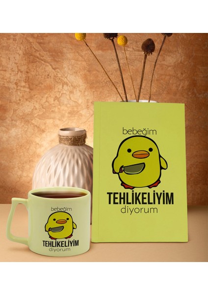 Sarı Sert Kapaklı Defter ve Middle Kupa Seti, Arkadaşa Hediye, Yeni Iş Hediyesi, Doğum Günü Hediyesi-14