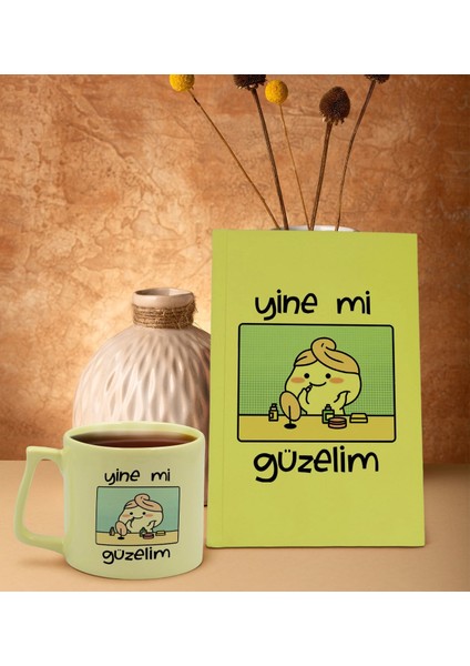 Sarı Sert Kapaklı Defter ve Middle Kupa Seti, Arkadaşa Hediye, Yeni Iş Hediyesi, Doğum Günü Hediyesi-6
