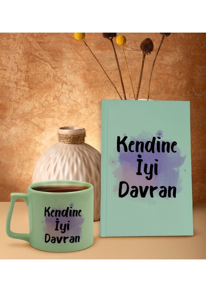 Yeşil Sert Kapaklı Defter ve Middle Kupa Seti, Arkadaşa Hediye, Yeni Iş Hediyesi, Doğum Günü Hediyesi-19
