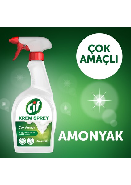 Krem Sprey Amonyak Yüzey Temizleyici En Zorlu Yağ ve Kirleri %100 Çıkarır 750 ml X4 Adet