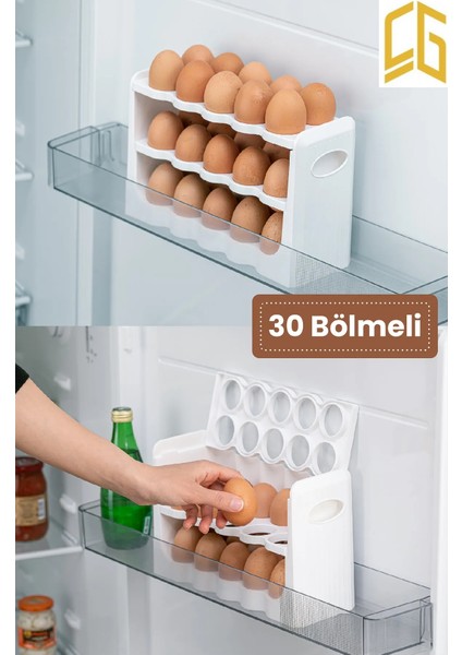 Çavdar Group Belirtilmemiş 30 Bölmeli Yumurta Kutusu 3 Katlı Yumurtalık Buzdolabı Organizeri Saklama Kabı Eggy Box