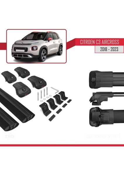 Citroen C3 Aircross 2018 ve Sonrası Ile Uyumlu Ace-1 Ara Atkı Tavan Barı Siyah modelleri