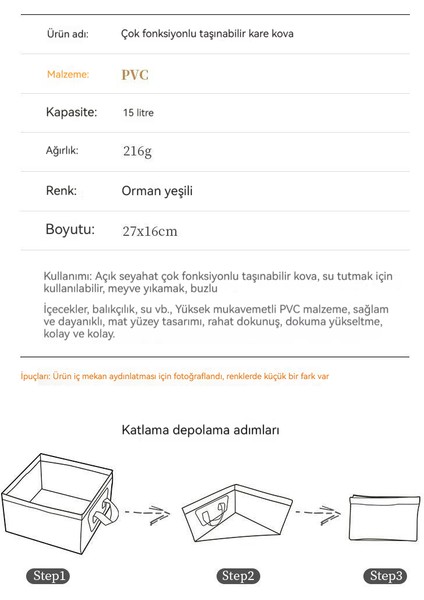 Kamp Portatif Kova (Yurt Dışından)