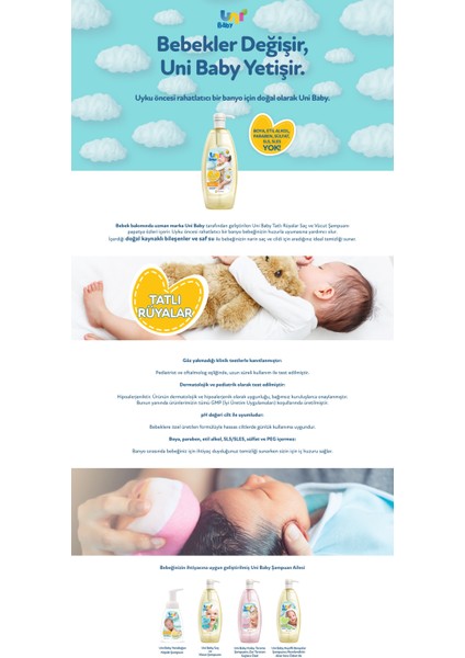 Uni Baby Tatlı Rüyalar Şampuanı 700 ml x 3 Adet