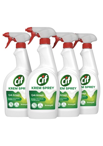 Krem Sprey Amonyak Yüzey Temizleyici En Zorlu Yağ ve Kirleri %100 Çıkarır 750 ml X4 Adet