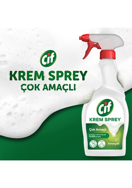 Krem Sprey Amonyak Yüzey Temizleyici En Zorlu Yağ ve Kirleri %100 Çıkarır 750 ml X4 Adet