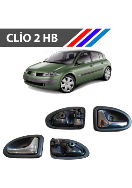 Clio 2 Hatchback Kasa Iç Açma Kolu Ön Taraf 2 Adetli Sağ ve Sol Takım Parlak Krom Detaylı