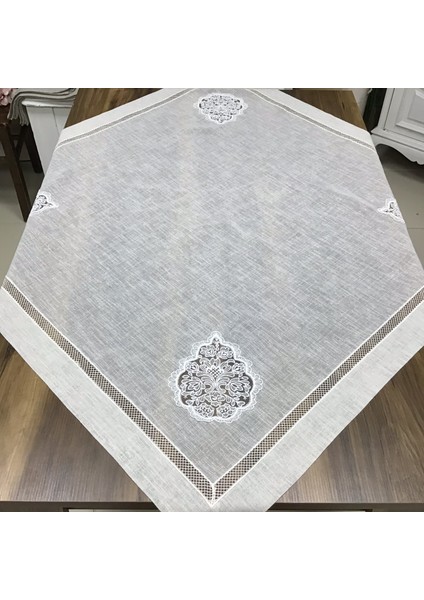 Oya Home Sultan Kolberli Kare Örtü- Açık Gri- 100x100 Cm