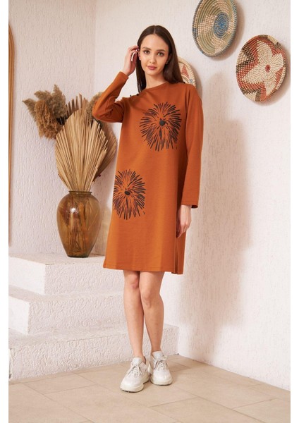 Taba Baskılı Düğme Detaylı Tunik DM60346