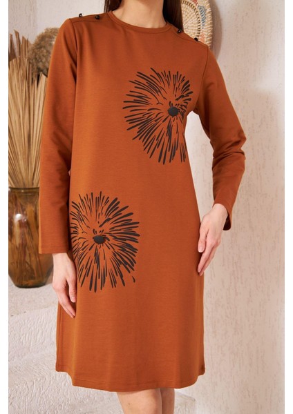 Taba Baskılı Düğme Detaylı Tunik DM60346