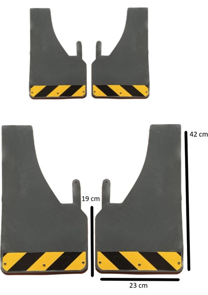 Renault Kargoo Fosforlu Sarı-Siyah Renkli 4'lü Paçalık Çamurluk Tozluk