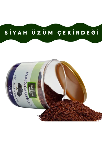 Modern Aktar Doğal Öğütülmüş Siyah Üzüm Çekirdeği 100Gr