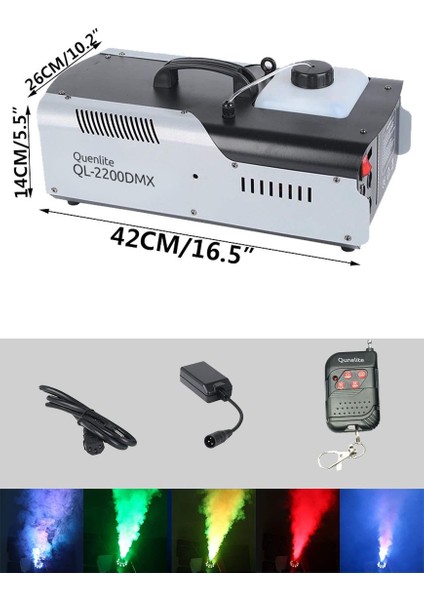 QL-2200LK DMX RGB Sis Makinası 2200 Watt DMX Kontrollü LED Işıklı (5 Litre Likitli)