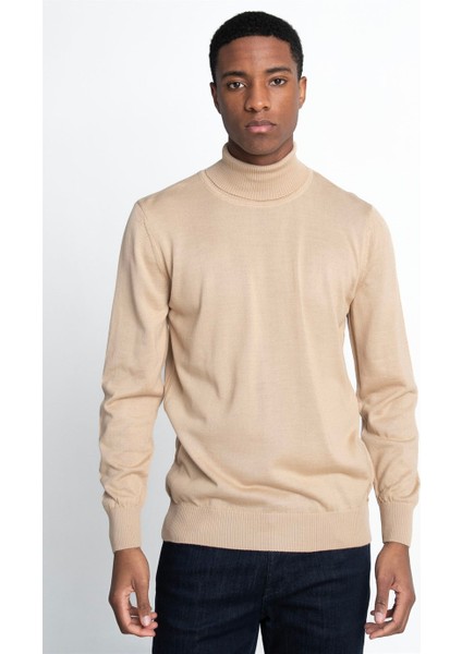 Slim Fit Dar Kesim Tam Boğazlı Yaka Düz Yün Erkek Kazak fiyatları