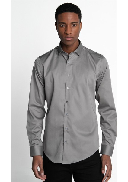 Slim Fit Koton Saten Premium Seri Erkek Gömlek