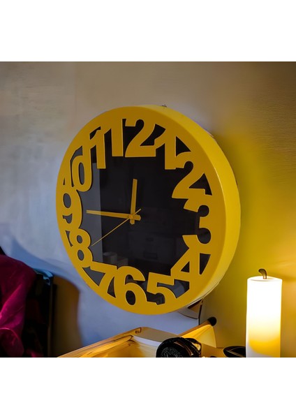 Sarı Siyah Ofis Salon Mutfak Duvar Saati 36 cm Metal G8 fiyatları