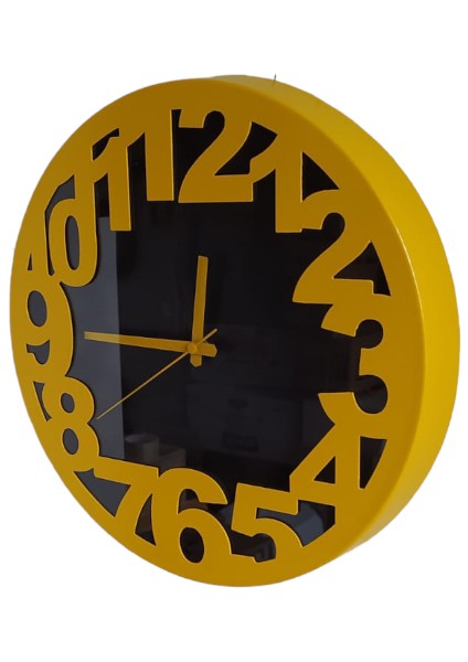 Sarı Siyah Ofis Salon Mutfak Duvar Saati 36 cm Metal G8 fırsatları