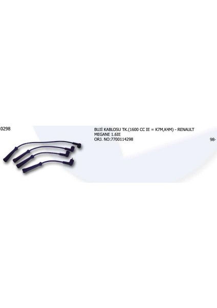 Buji Kablosu 7700114298 Renault Megane 1 6ie