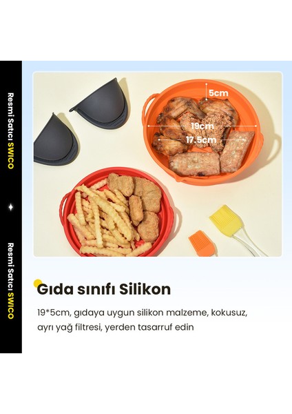 Swico Remado Katlanabilir Hava Fritöz Silikon Astar 1 Adet (Yurt Dışından)