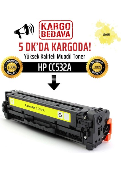 Hp CC532A Sarı Muadil Toner /NP/304A/CM2320/CM2320N/CP2025/CM332